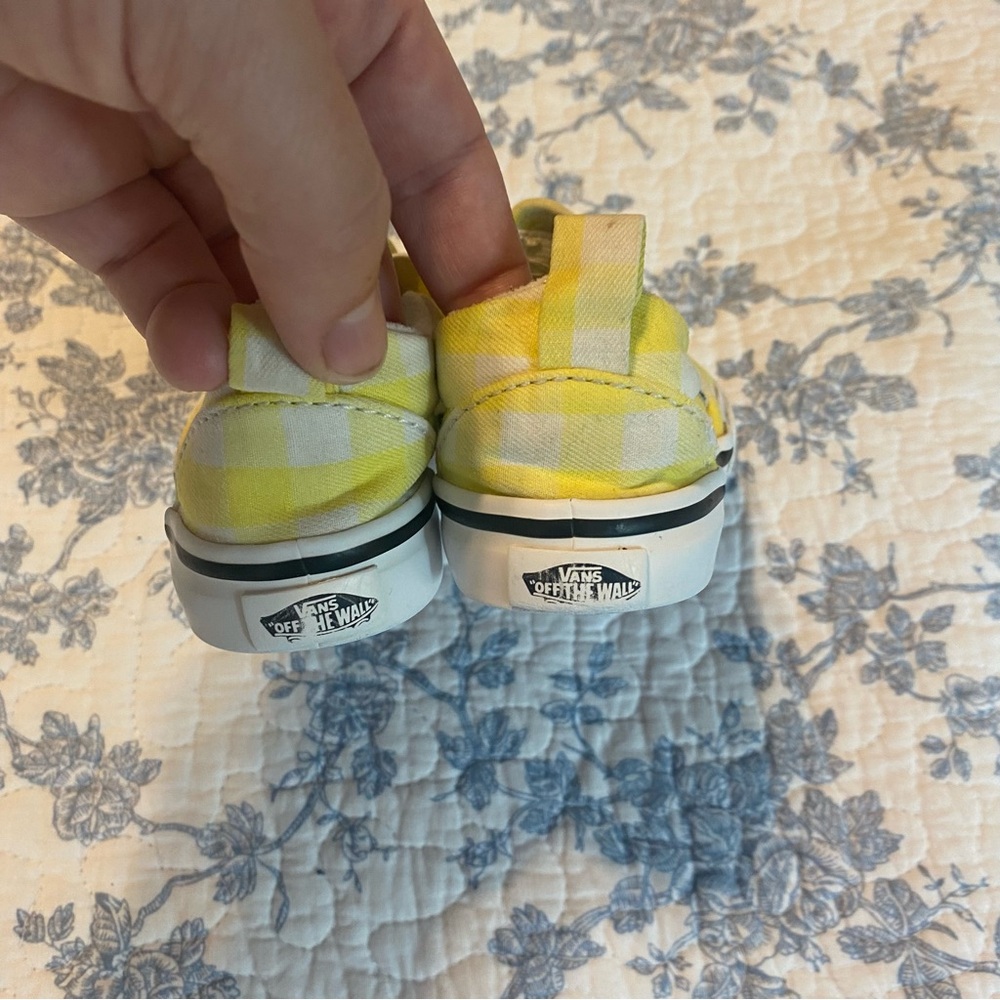 Vans Off the Wall Yellow and White Check Toddler Slip on Sneaker Size 5 - Picture 4 of 8